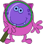 Monster with magnifying glass