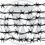 Barbed wire over WP logo
